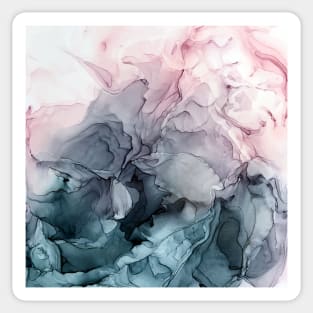 Blush and Payne's Grey Flowing Abstract Painting Sticker